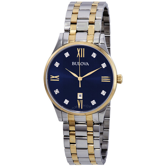 BULOVAClassic Diamond Blue Dial Men's WatchItem No. 98D130