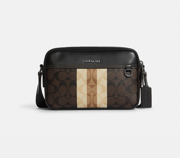 Graham Crossbody In Blocked Signature Canvas With Varsity Stripe