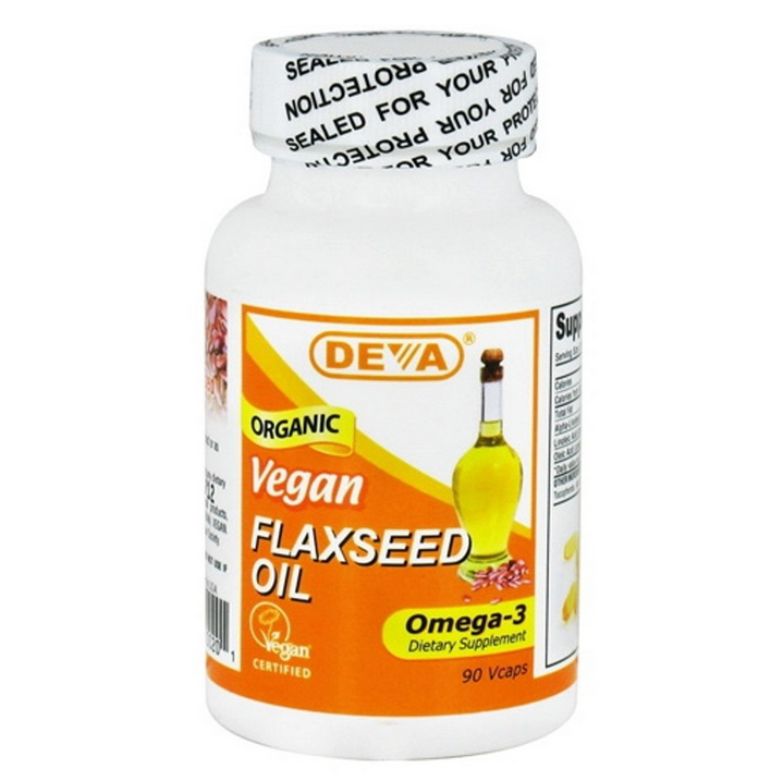 Deva Nutrition Vegan Organic Flaxseed Oil Omega-3 Capsules - 90 Ea