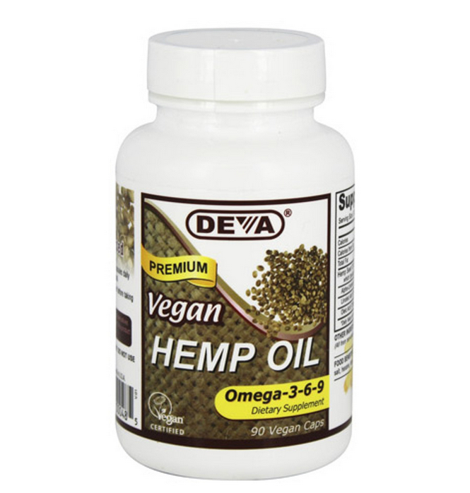 Deva Nutrition Omega 3-6-9 Vegan Hemp Oil Capsules, Dietary Supplement - 90 Ea