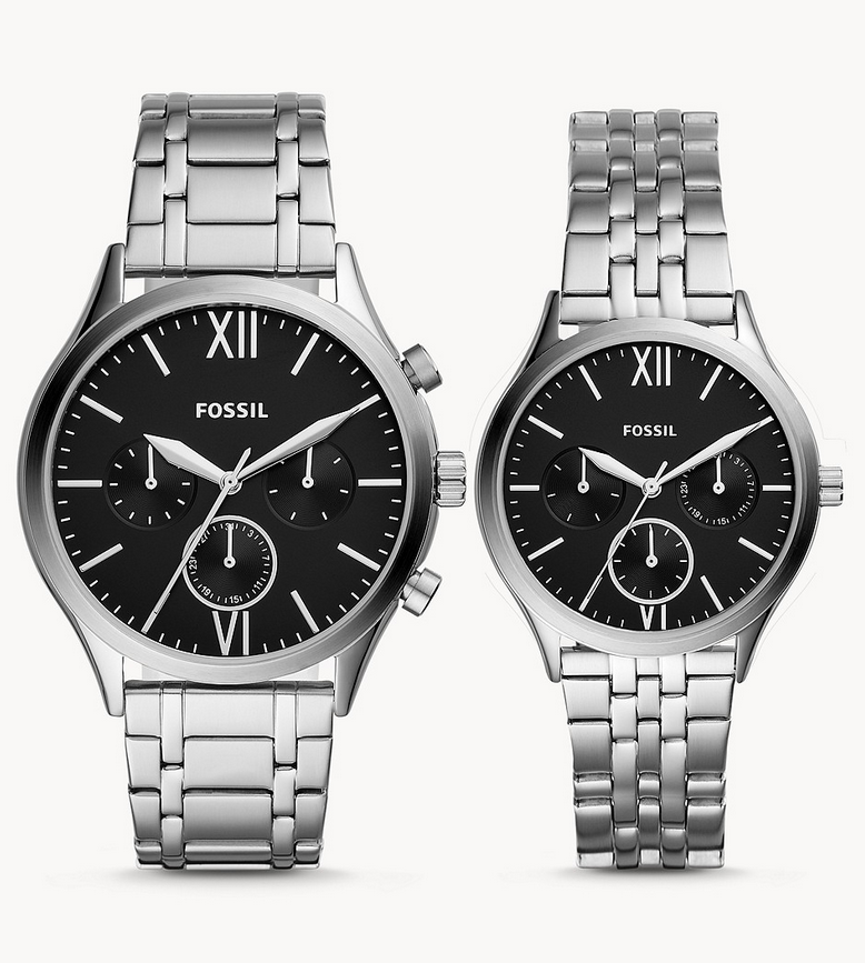 His and Her Fenmore Midsize Multifunction Stainless Steel Watch Gift Set