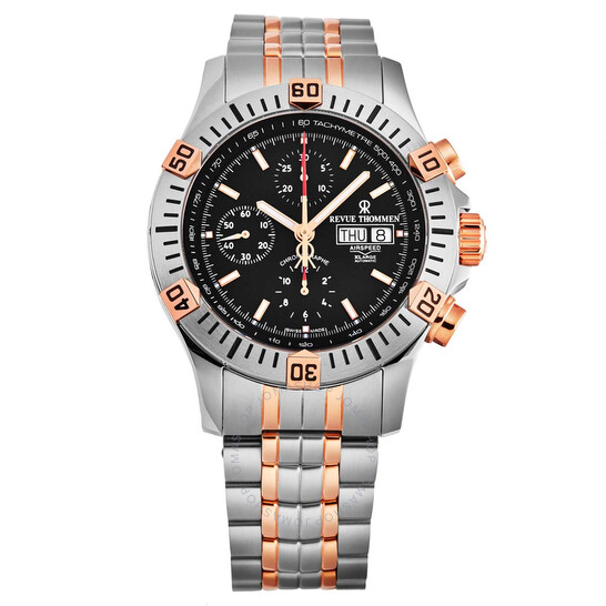 REVUE THOMMENAirspeed XLarge Pioneer Chronograph Automatic Black Dial Men's WatchItem No. 16071.6159