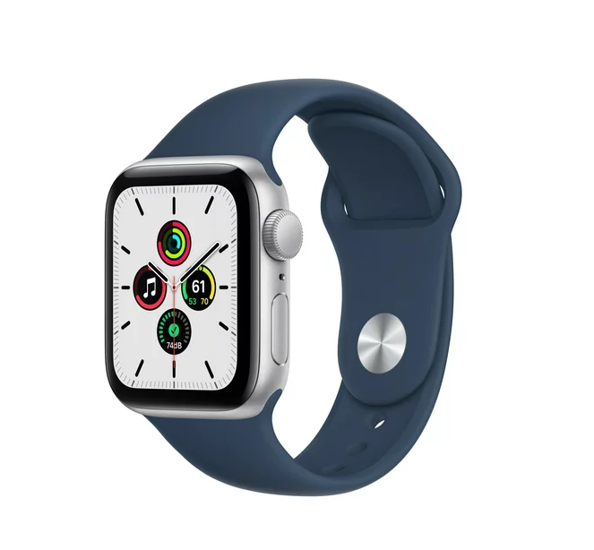 Apple Watch SE (1st Gen) GPS, 40mm Silver Aluminum Case with Abyss Blue Sport Band - Regular