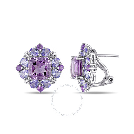 AMOUR5 7/8 CT TGW Amethyst Tanzanite Ear Pin Earrings SilverItem No. JMS001203