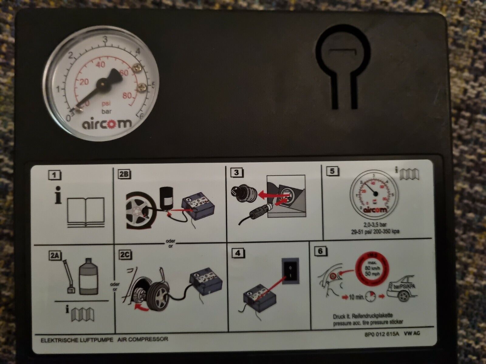 AIRCOM Tyre Compressor Kit. Brand New (Suitable for all car tyres)