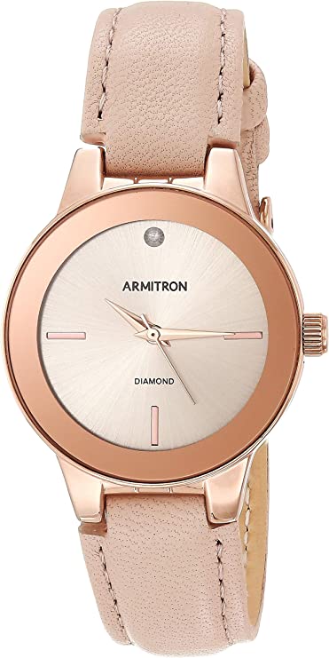 Armitron Women's 75/5410 Diamond-Accented Leather Strap Watch