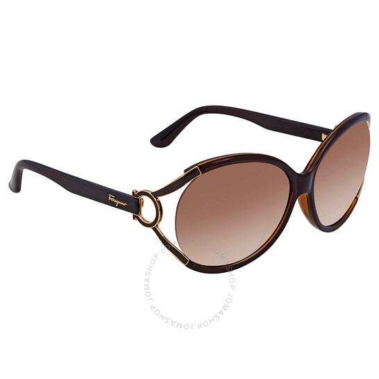 SALVATORE FERRAGAMOFerragamo Brown Gradient Round Sunglasses