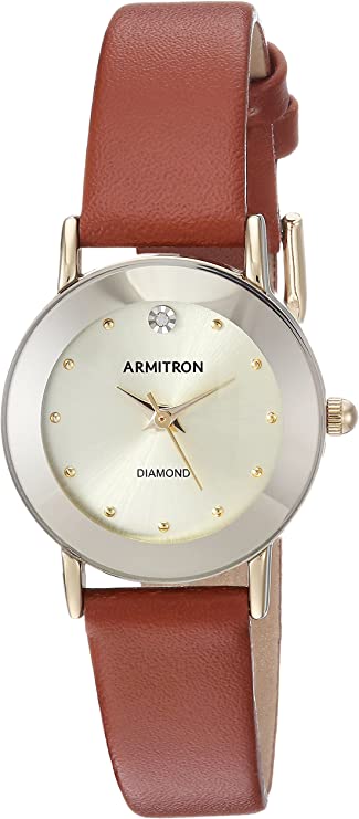 Armitron Women's 75/2447 Diamond-Accented Leather Strap Watch