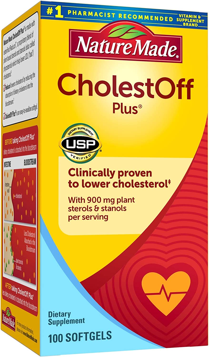Nature Made CholestOff Plus, Dietary Supplement for Heart Health Support, 100 Softgels, 25 Day Supply ( Size: 100 Count (Pack of 1) )