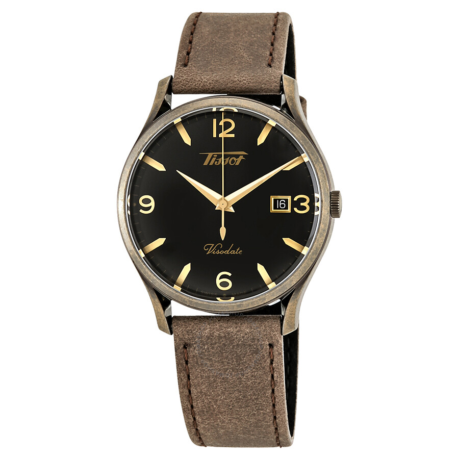 TISSOT Heritage Visodate Black Dial Brown Leather Men's Watch T1184103605700