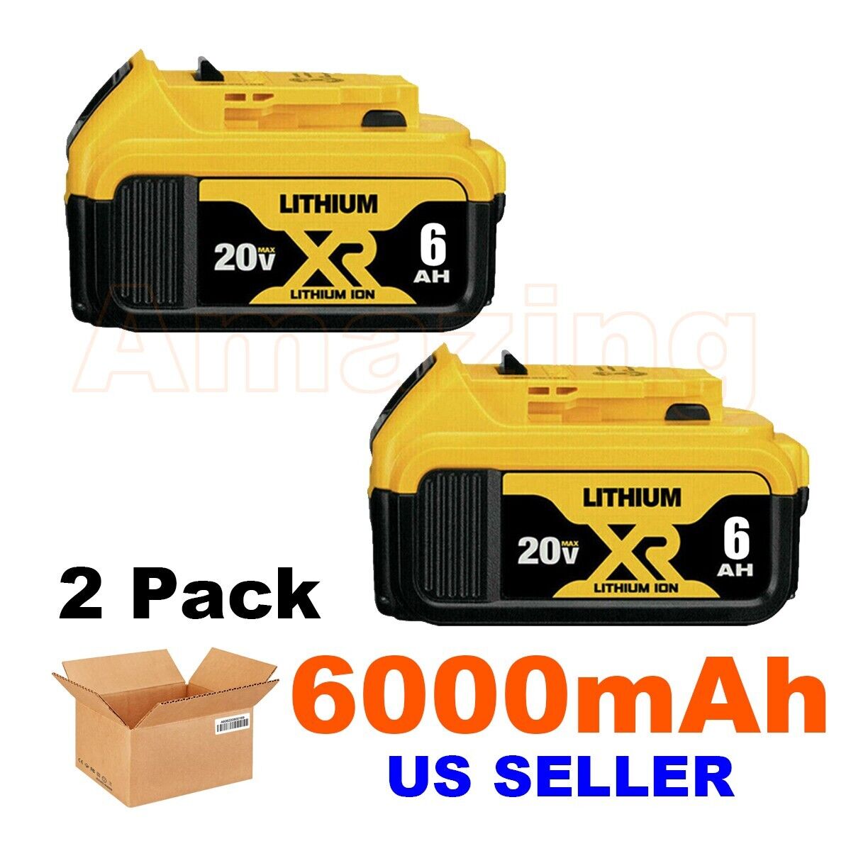 2 PACK For DeWalt 20 Volt Max XR 6.0AH Lithium Ion Battery DCB206-2 DCB205-2 20V