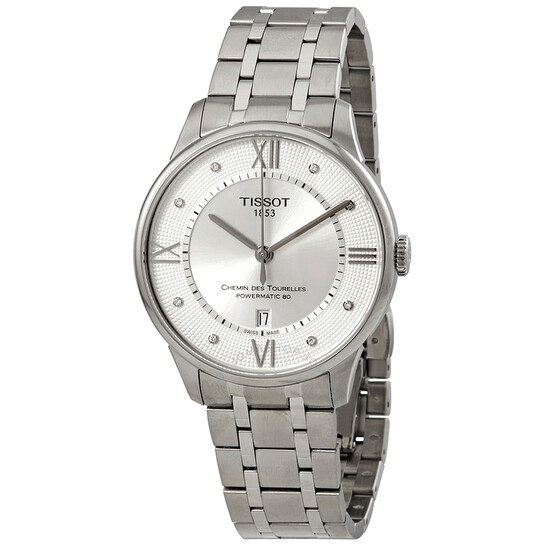 TISSOTChemin des Tourelles Automatic Diamond Silver Dial Men's WatchItem No. T099.407.11.033.00