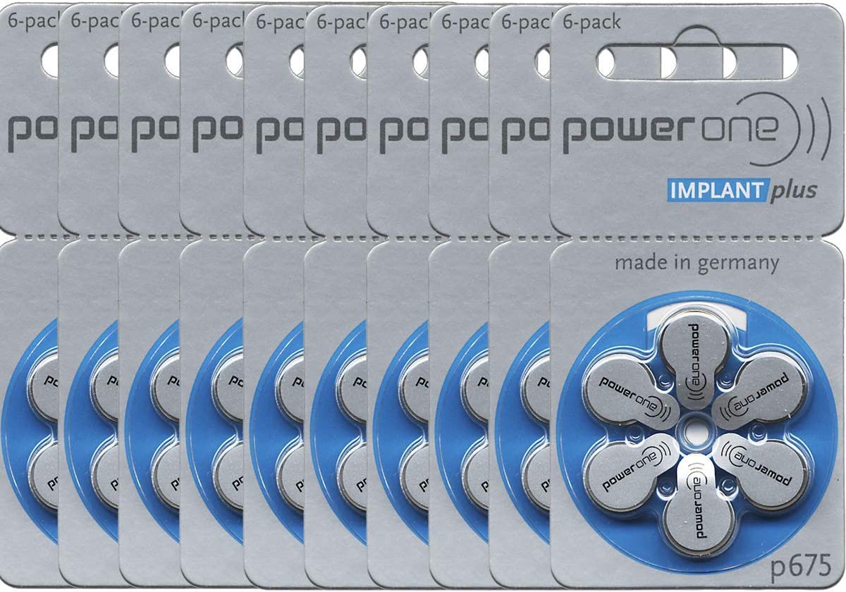 10 Packs (60 Batteries) Power One Cochlear Implant Batteries! 60 Batteries