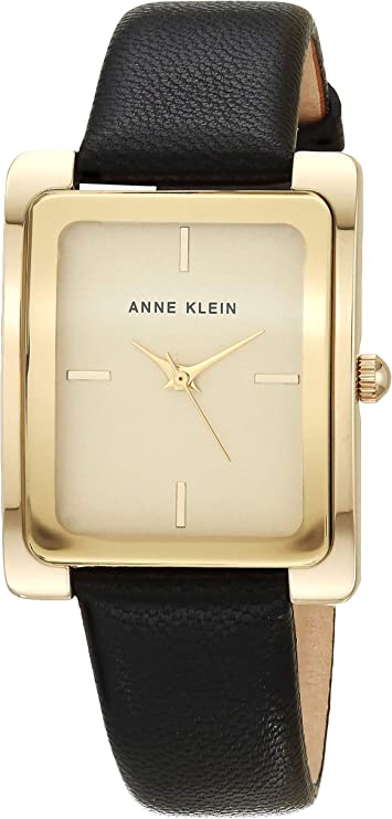Anne Klein Women's Leather Strap Watch ( Color: Black/Gold )