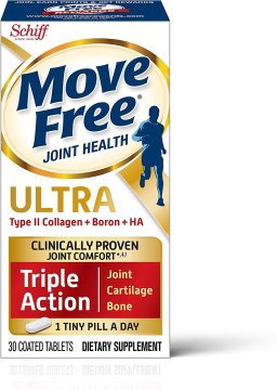 Move Free Ultra Triple Action Joint Support Supplement - Type II Collagen Boron & Hyaluronic Acid - Supports Joint Comfort, Cartiliage & Bones in 1 Tiny Pill Per Day, 30 Tablets (30 servings)*