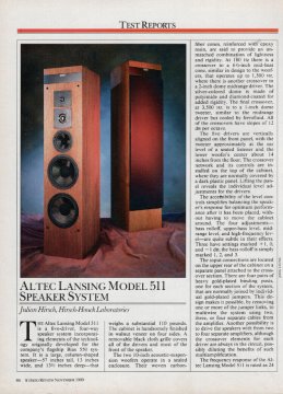 Altec Lansing - Model 511 Speaker - Full Original Test Report - 1989