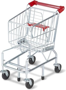 Melissa & Doug Toy Shopping Cart With Sturdy Metal Frame - Toddler Shopping Cart, Pretend Grocery Cart, Supermarket Pretend Play Shopping Cart For Kids Ages 3+