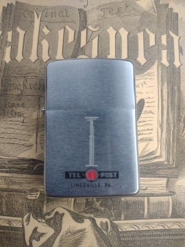 Vintage Zippo 1964 Never Fired Tel-O-Post Advertising.